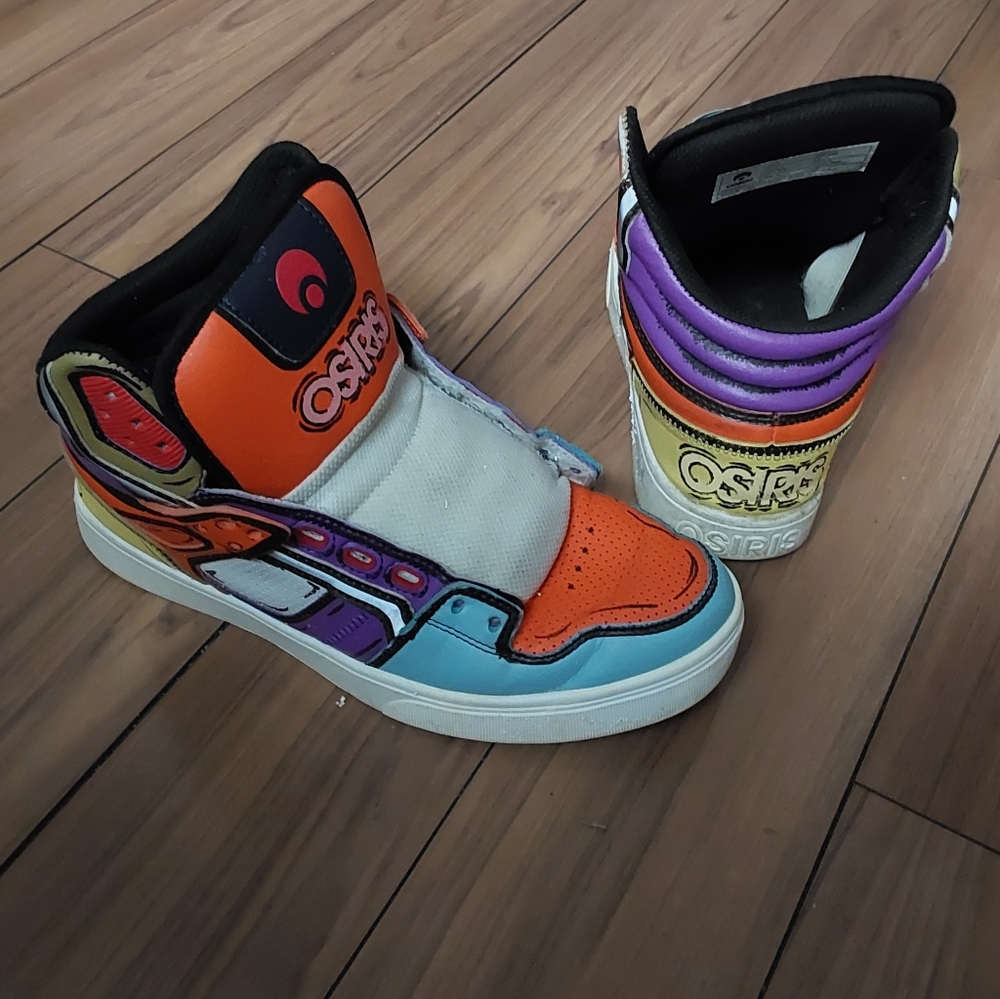 Osiris Clone High-Top Sneakers in Orange, Purple, Blue & Yellow